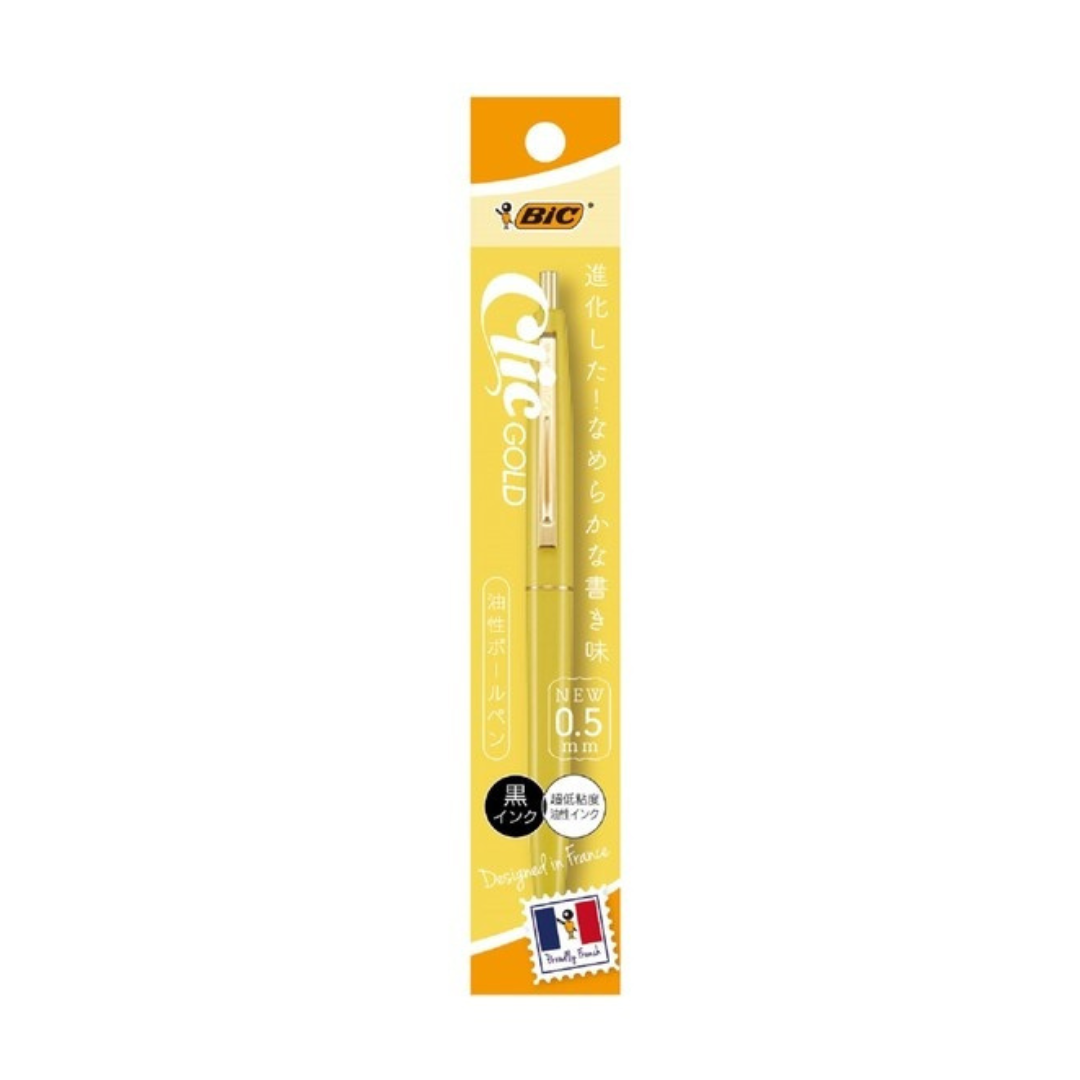 Bic Ballpoint Pen 0.5mm Click Gold Black Ink  Poly Package