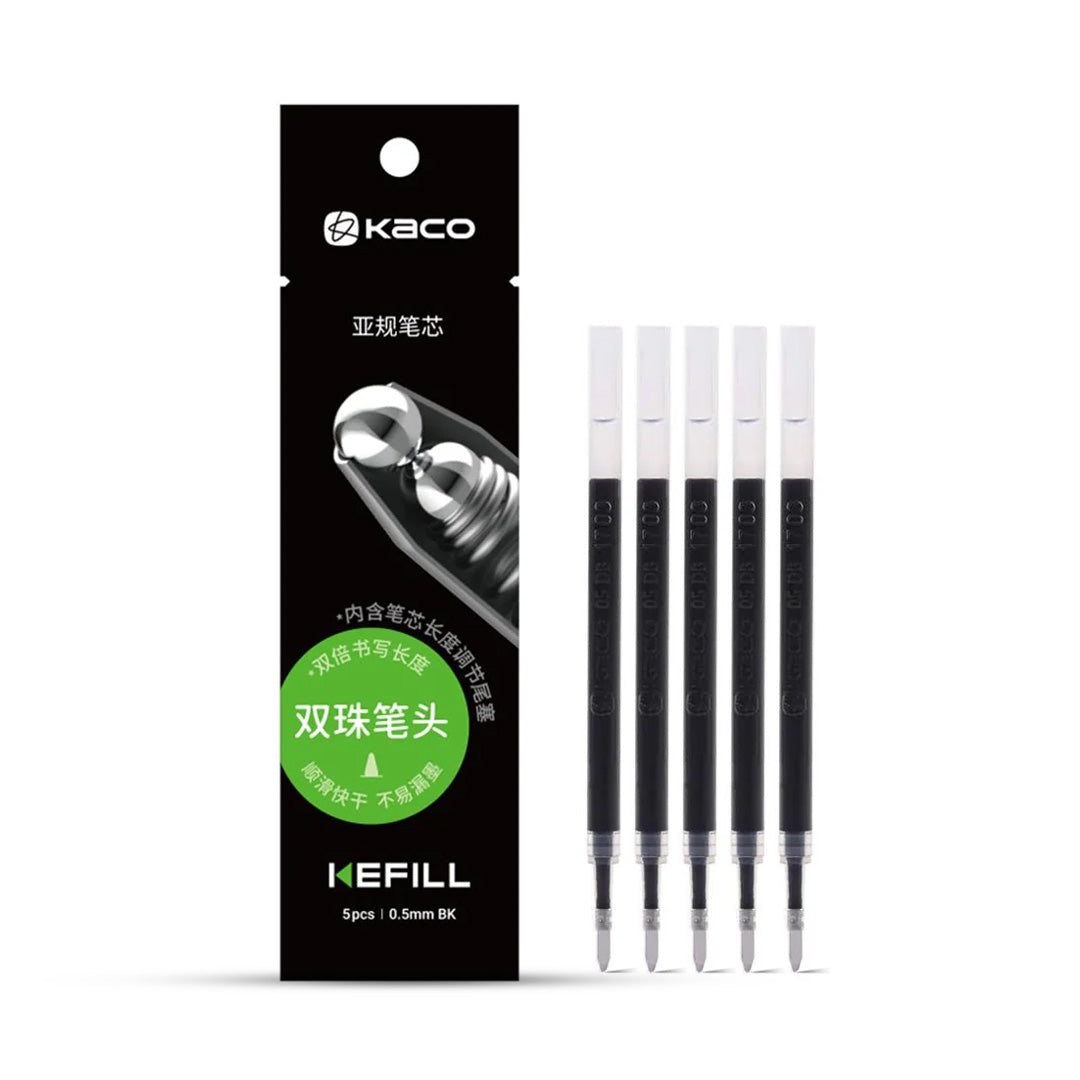 Kaco Gel Pen Refills 0.5mm(Bullet Tip)- Pack of 5