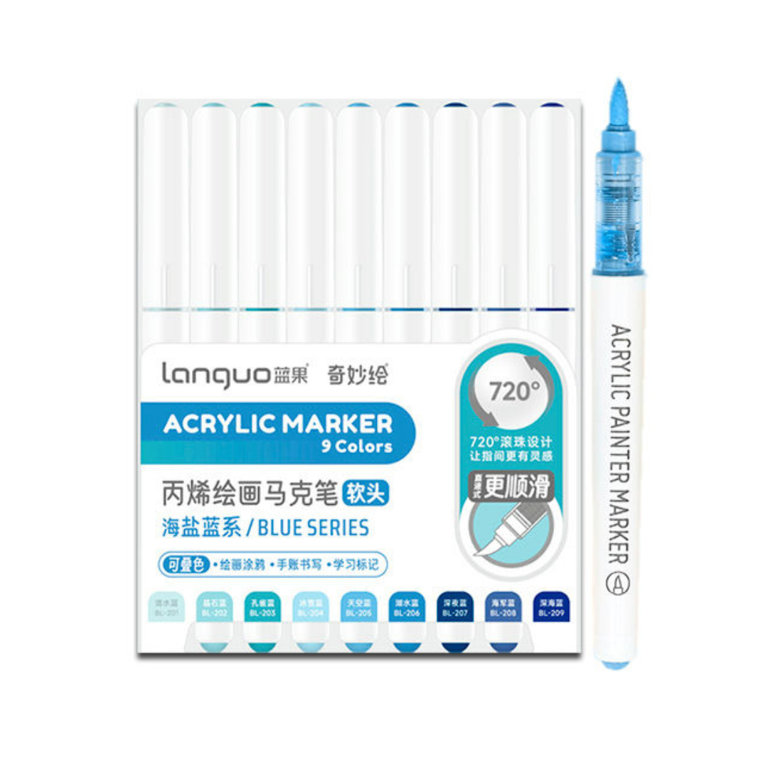 Blue Fruit Acrylic Water-Based Marker Pen Pack of 9