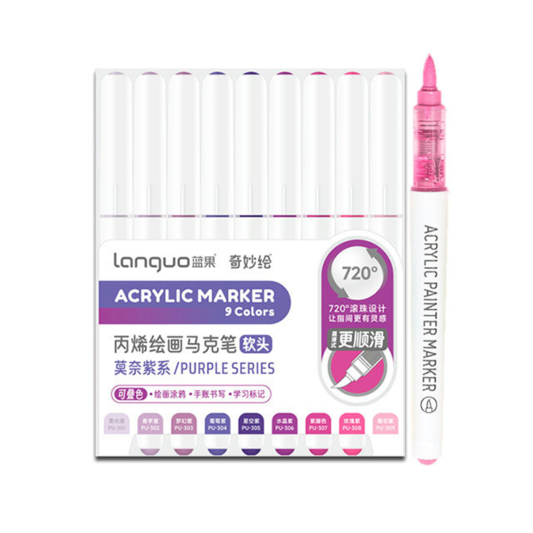 Blue Fruit Acrylic Water-Based Marker Pen Pack of 9