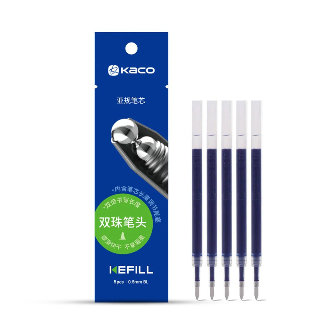 Kaco Gel Pen Refills 0.5mm(Bullet Tip)- Pack of 5