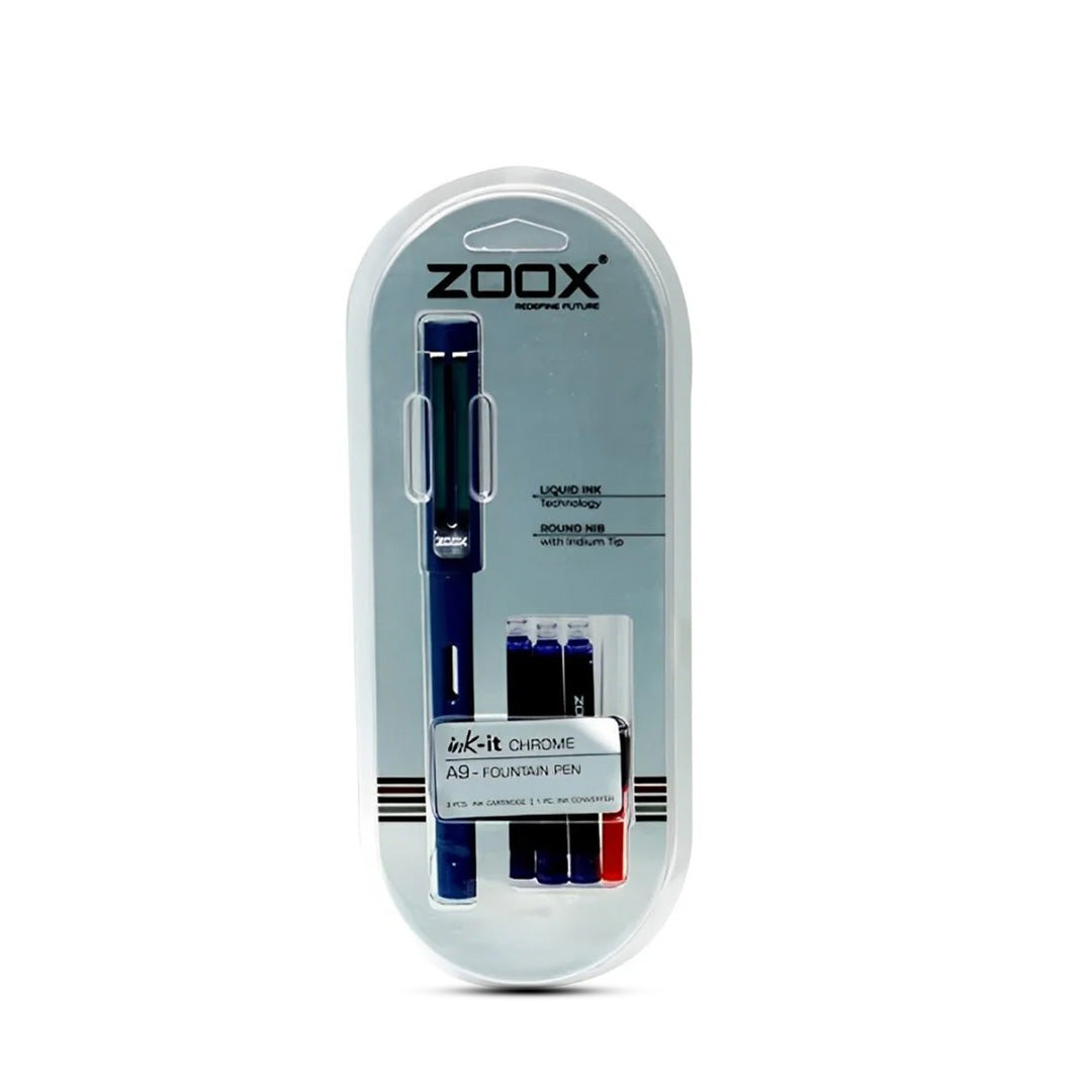 Zoox A9-Fountain pen with 3 pcs Ink Cartridge, 1 pc Ink Converter