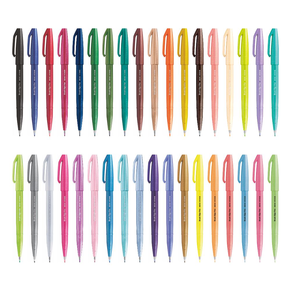 Pentel Brush Sign Pen With Holder Pen