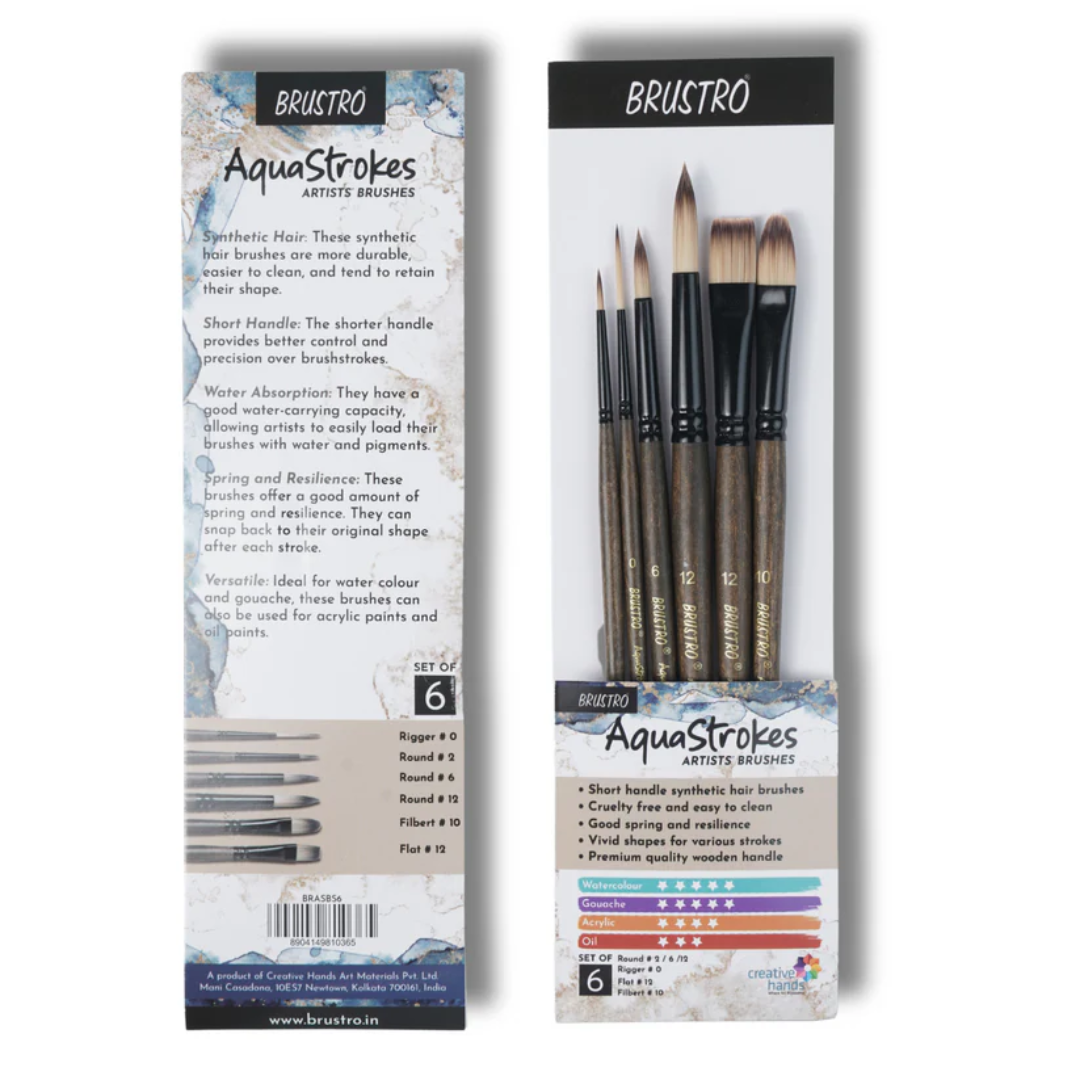 Brustro Aqua Strokes Artist Brushes- Set of 6
