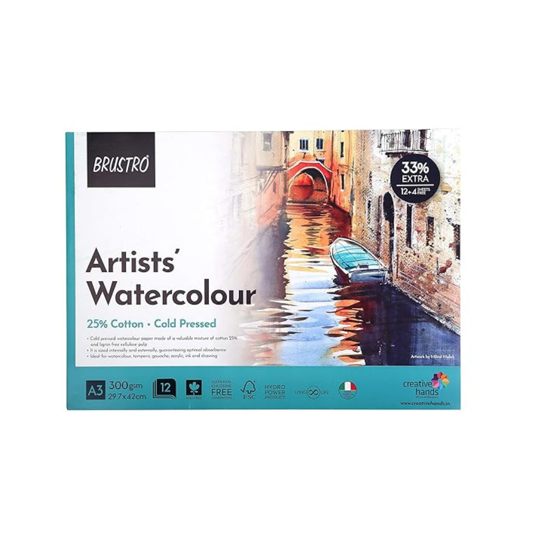 Brustro Artist's Watercolour Pad 25% Cotton A3
