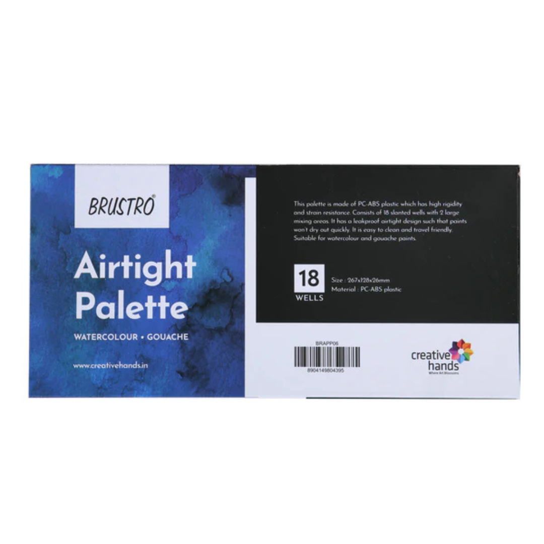 Brustro Artists’ AIRTIGHT Palette 18 Wells with a Removable Clear Tray