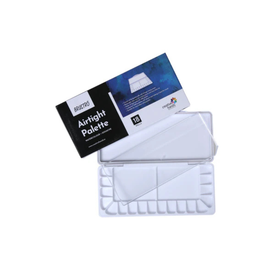 Brustro Artists’ AIRTIGHT Palette 18 Wells with a Removable Clear Tray
