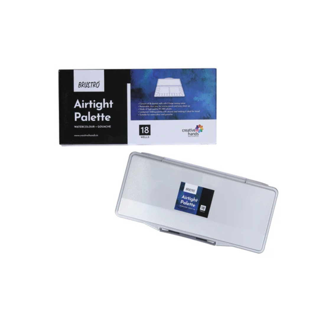 Brustro Artists’ AIRTIGHT Palette 18 Wells with a Removable Clear Tray