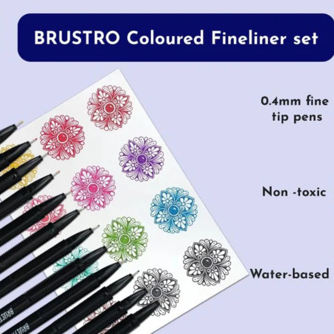 Brustro Coloured Fineliner Set of 12-Assorted Colour