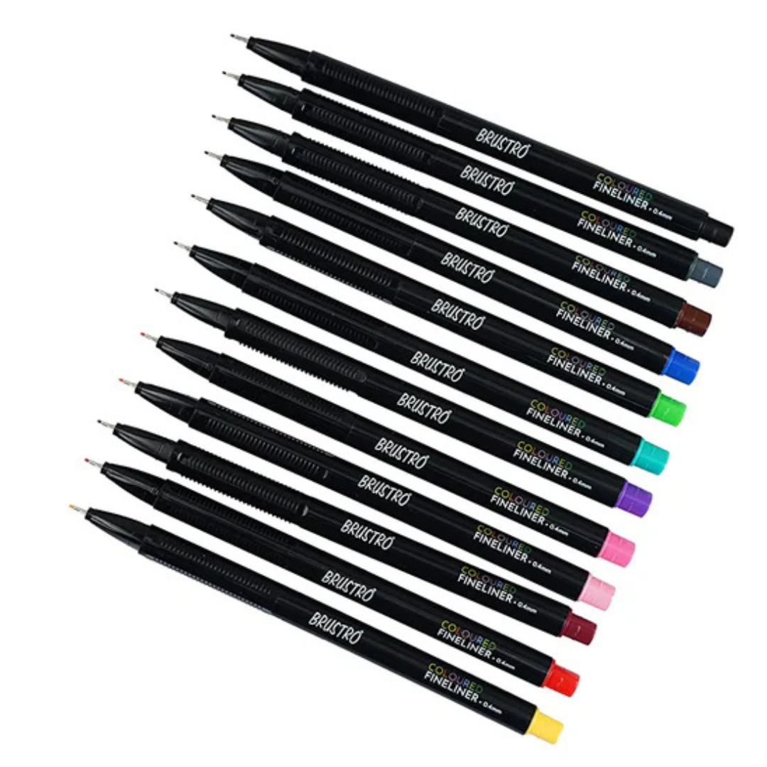 Brustro Coloured Fineliner Set of 12-Assorted Colour