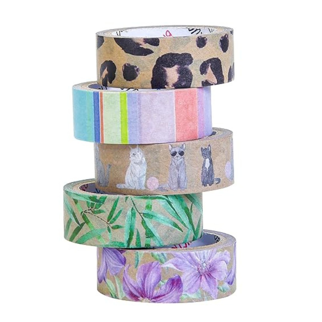 Brustro Craft Paper Delights Washi Tapes (15mm x 5m)-Pack of 5