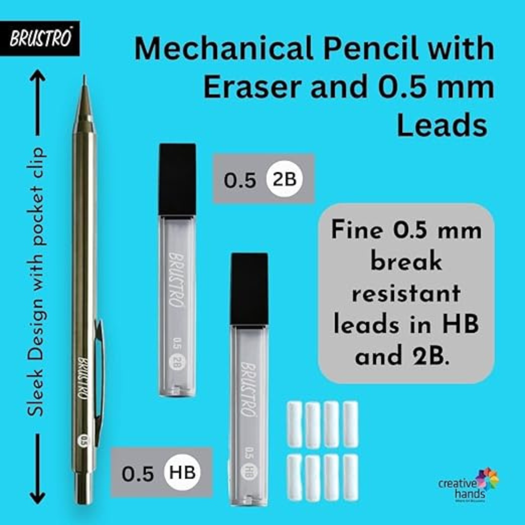 Brustro Mechanical Pencil Set HB-20 leads With Eraser