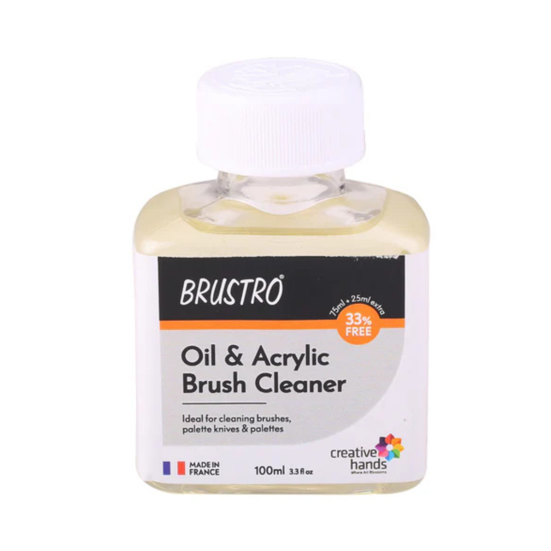 Brustro Oil and Acrylic Brush Cleaner 100ml (75ml + 25ml Free)