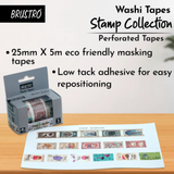 Brustro Washi Tapes Stamp Collection Shade, 25 mm x 5 mtrs (set of 3)