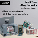Brustro Washi Tapes Stamp Collection Shade, 25 mm x 5 mtrs (set of 3)