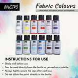 Brustro Artists Multicolor Fabric Colours - Set of 12, 30ml