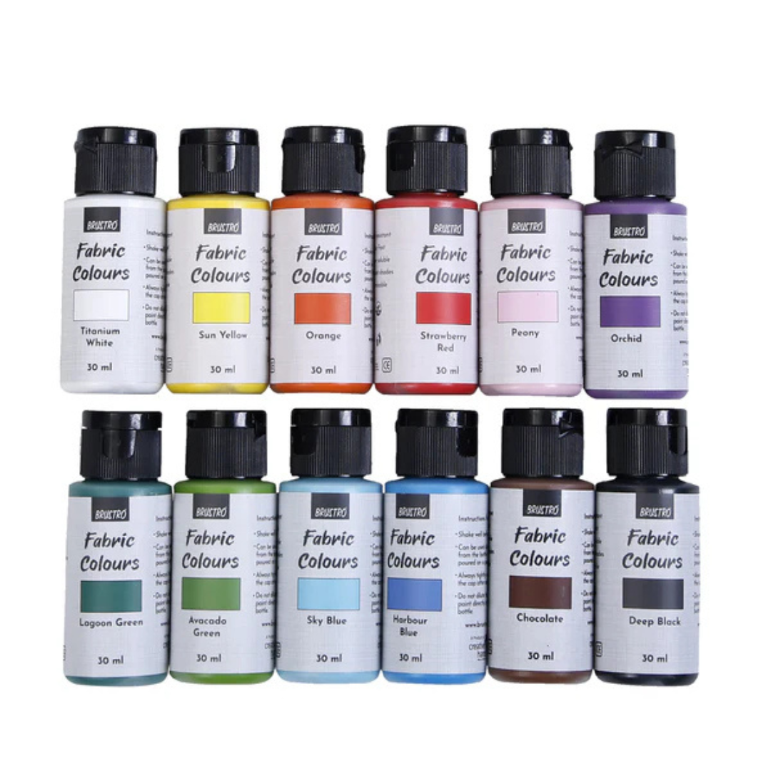 Brustro Artists Multicolor Fabric Colours - Set of 12, 30ml