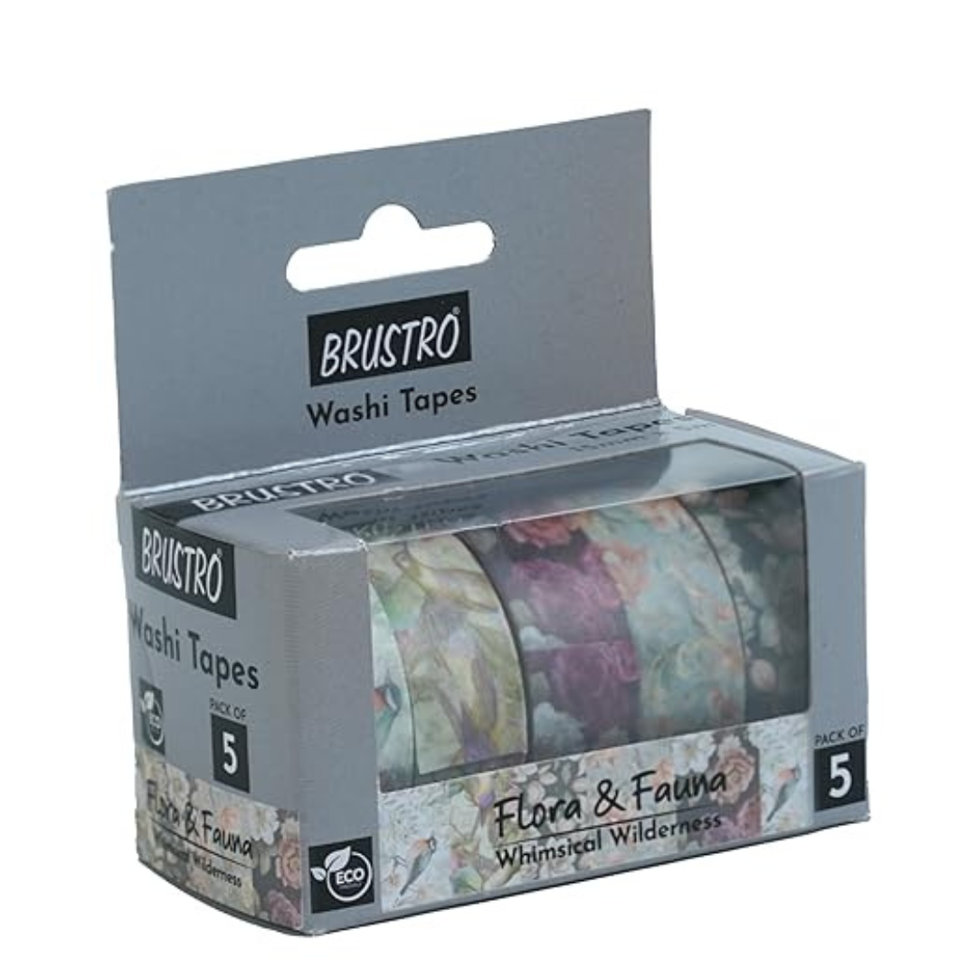 Brustro Craft Paper Delights Washi Tapes (15mm x 5m)-Pack of 5
