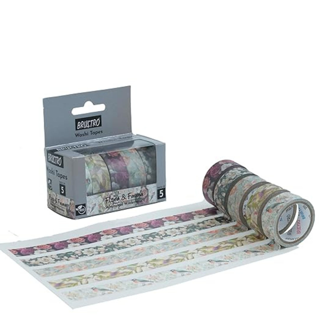 Brustro Craft Paper Delights Washi Tapes (15mm x 5m)-Pack of 5