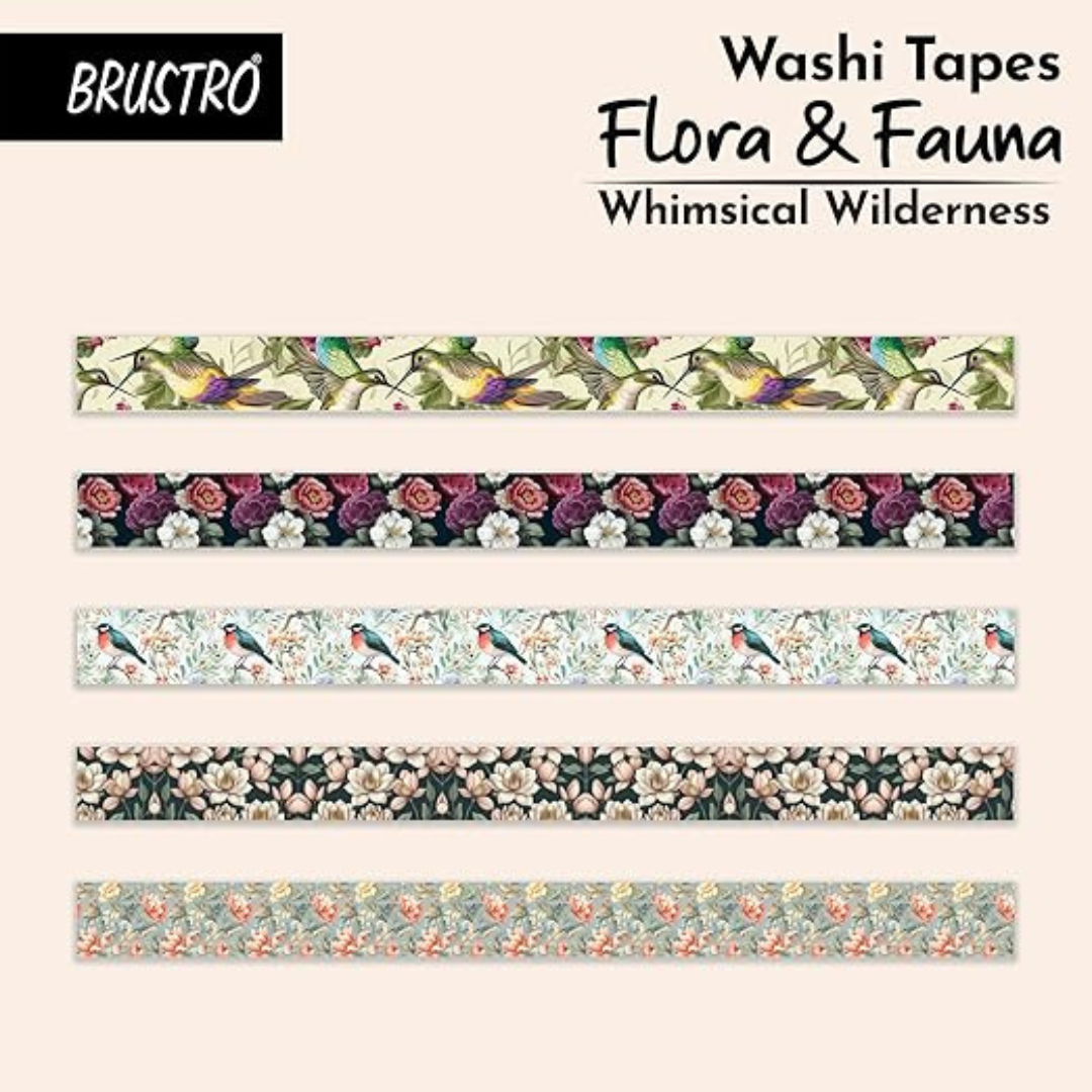 Brustro Craft Paper Delights Washi Tapes (15mm x 5m)-Pack of 5