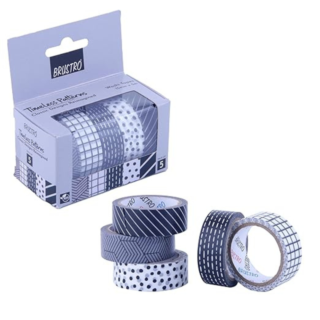 Brustro Craft Paper Delights Washi Tapes (15mm x 5m)-Pack of 5