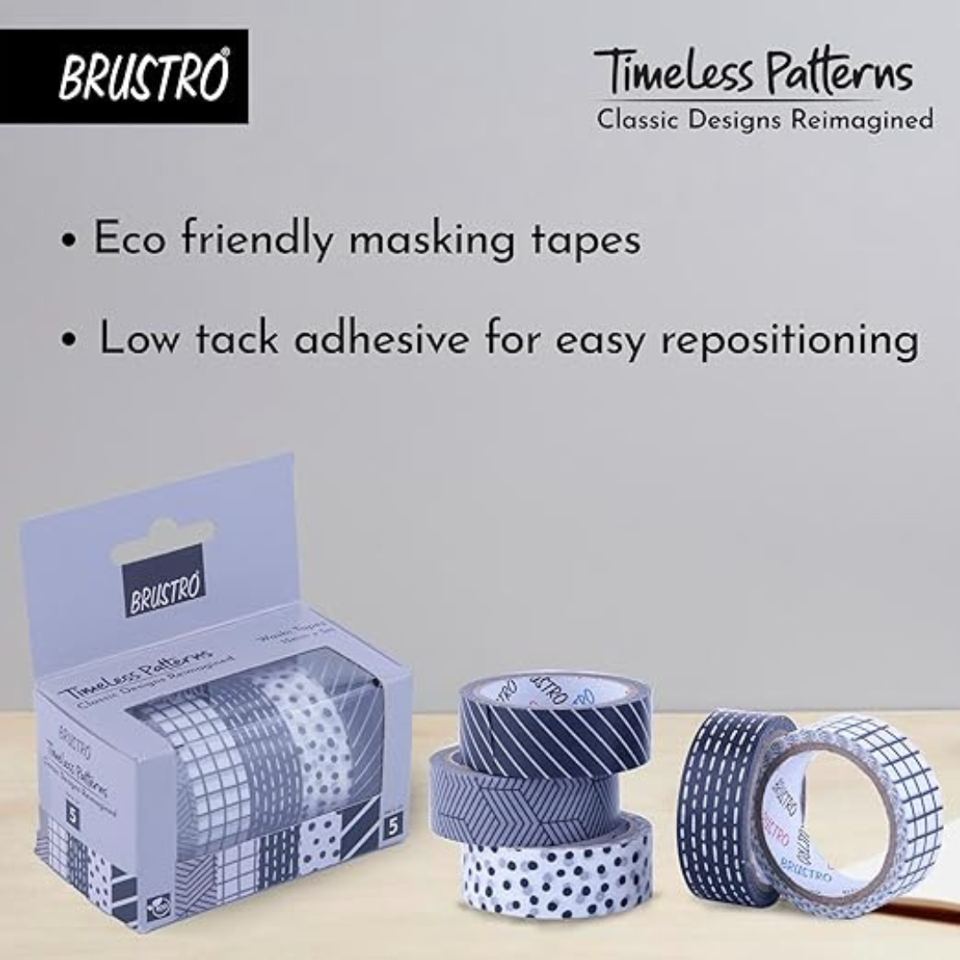 Brustro Craft Paper Delights Washi Tapes (15mm x 5m)-Pack of 5