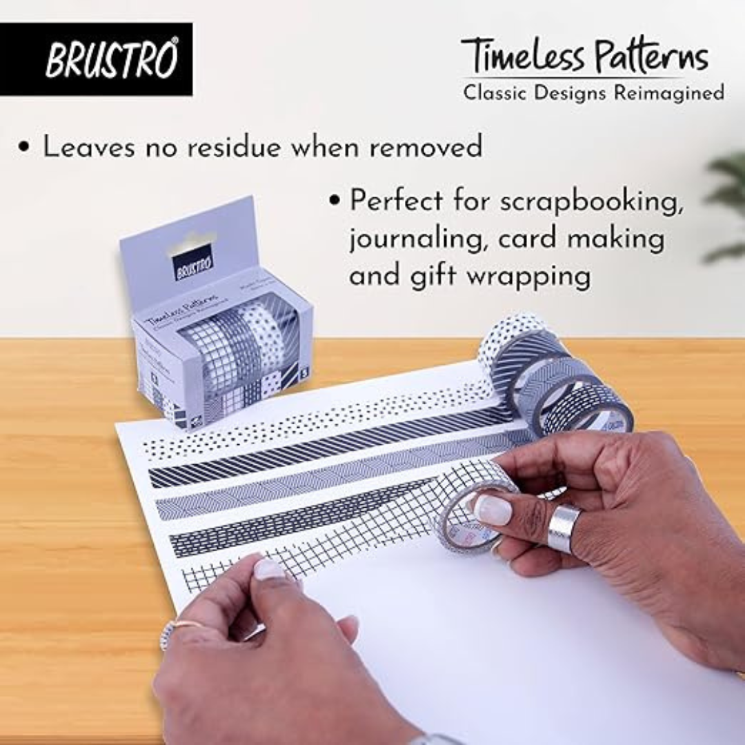 Brustro Craft Paper Delights Washi Tapes (15mm x 5m)-Pack of 5