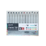 Brustro Twin Tip Alcohol Based Basic Marker Set of 12