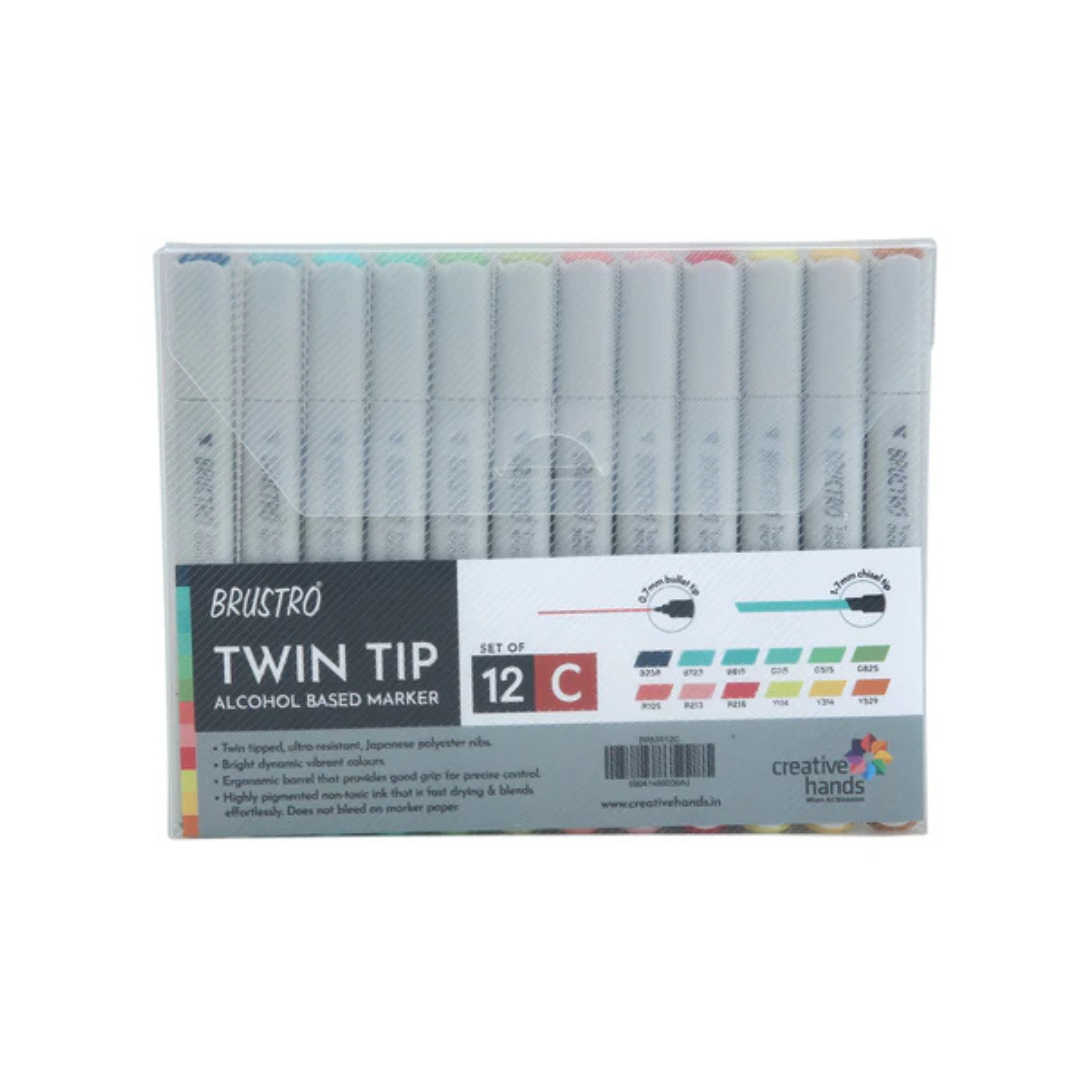 Brustro Twin Tip Alcohol Based Basic Marker Set of 12