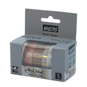 Brustro Washi Tapes Foil Prints Glided Wonders Shade, Set of 5 (25 mm x 5m)