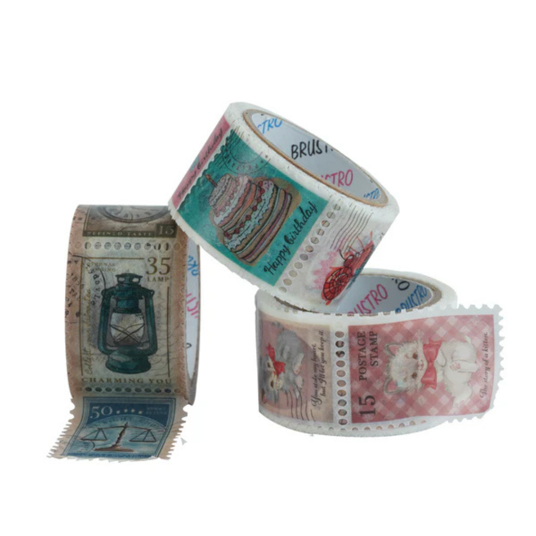 Brustro Washi Tapes Stamp Collection Shade, 25 mm x 5 mtrs (set of 3)