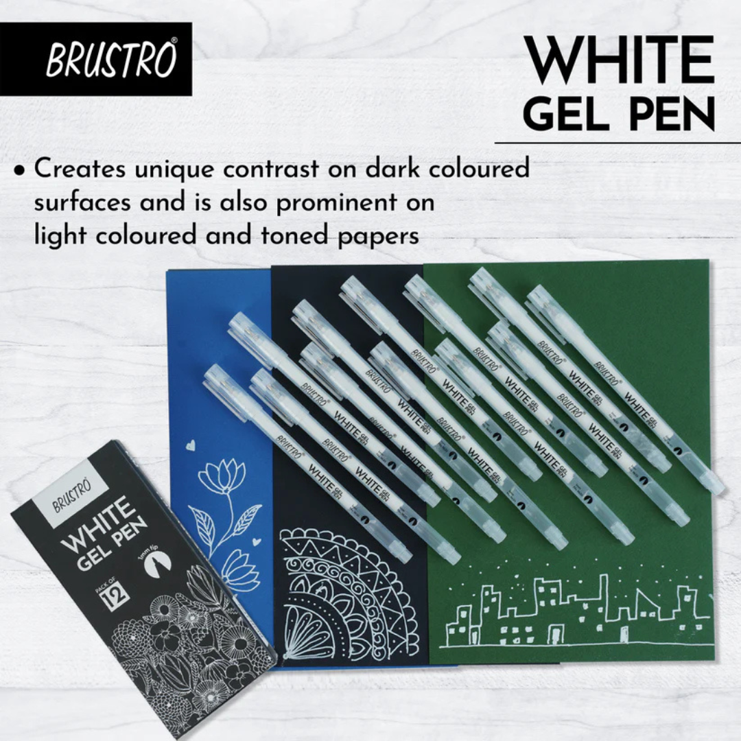 Brustro White 1.0mm Gel Pen Set