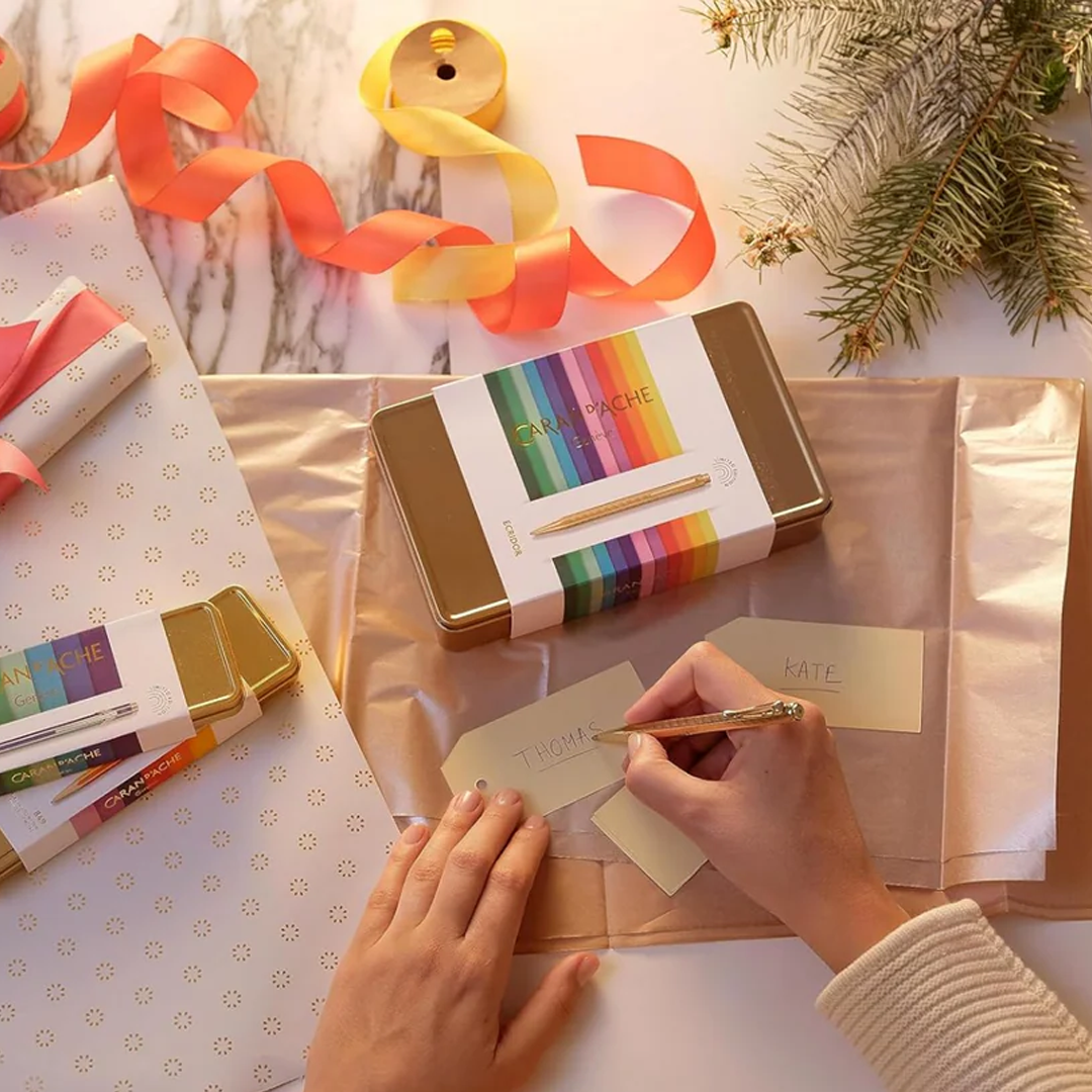 Caran D'Ache COLOUR TREASURE ECRIDOR SUNLIGHT Gift Set Ballpoint Pen & Leather Case