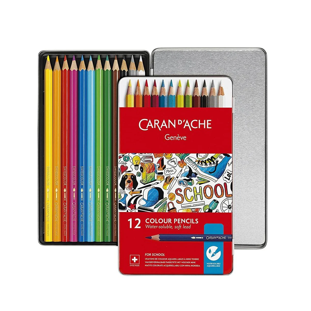 Caran Dache Water Soluble Pencils 12 Shades Set