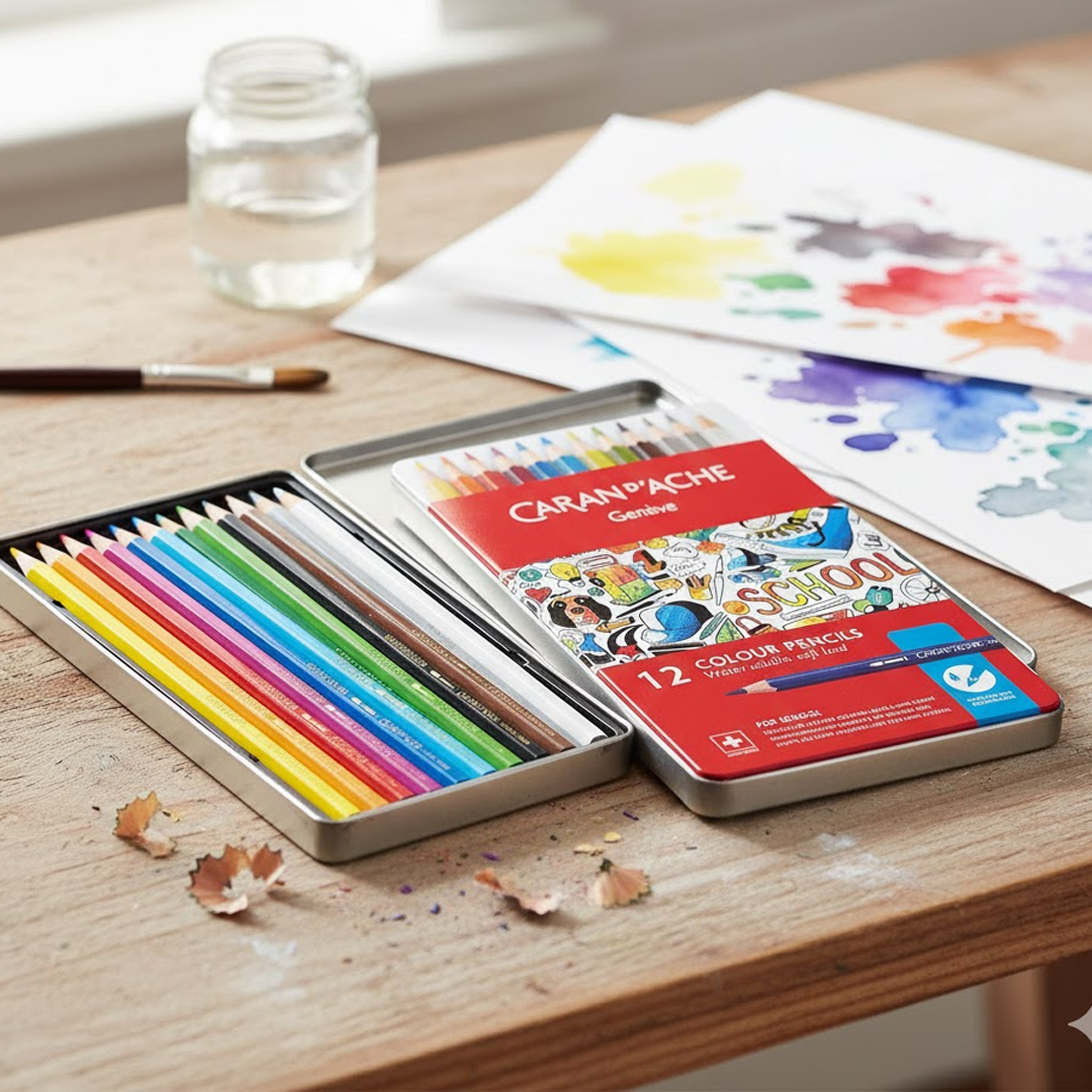 Caran Dache Water Soluble Pencils 12 Shades Set