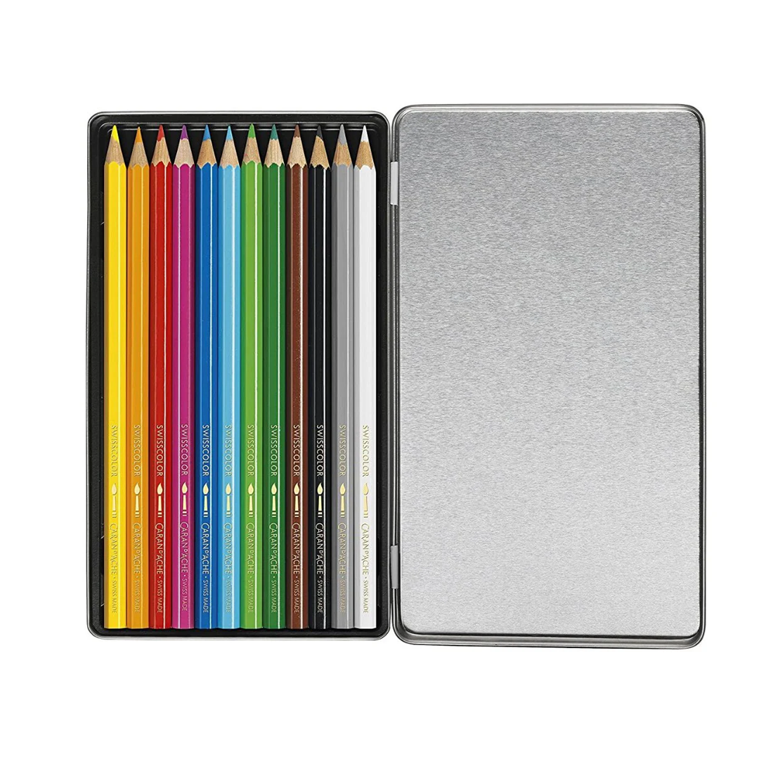 Caran Dache Water Soluble Pencils 12 Shades Set