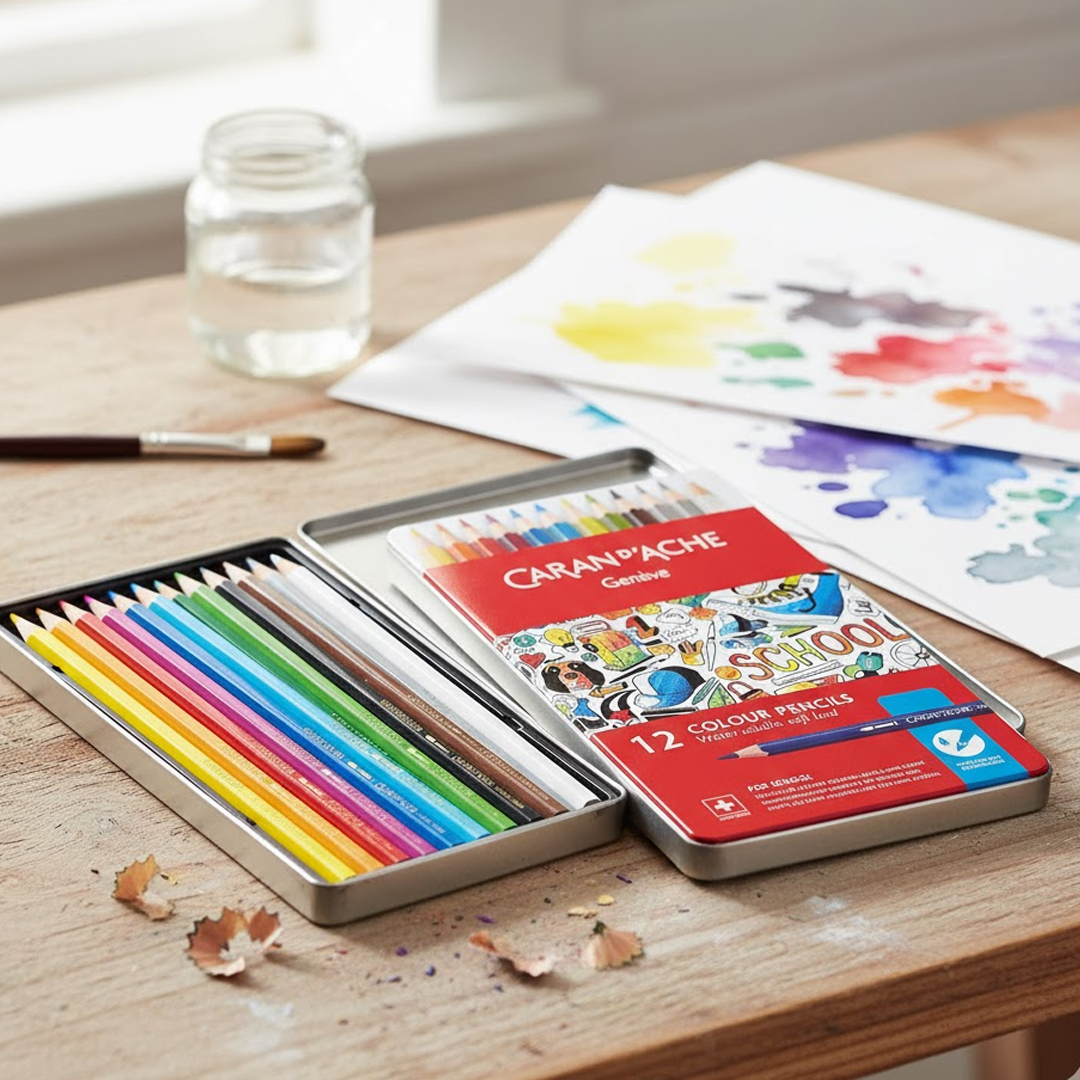 Caran Dache Water Soluble Pencils 12 Shades Set
