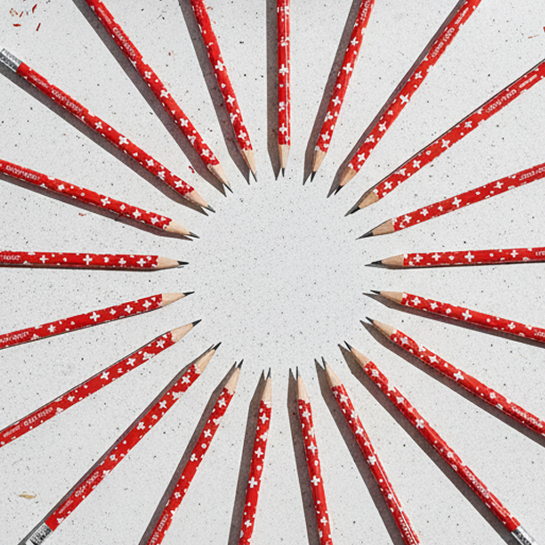 Caran d'ache Swiss Flag Pencil With Eraser HB 4PC Set