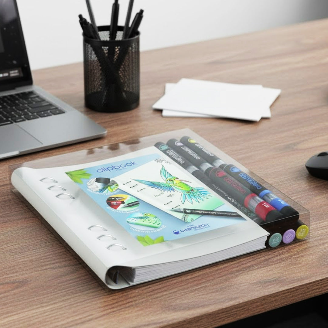 Chameleon Filofax Clipbook White Plus Chameleon pens