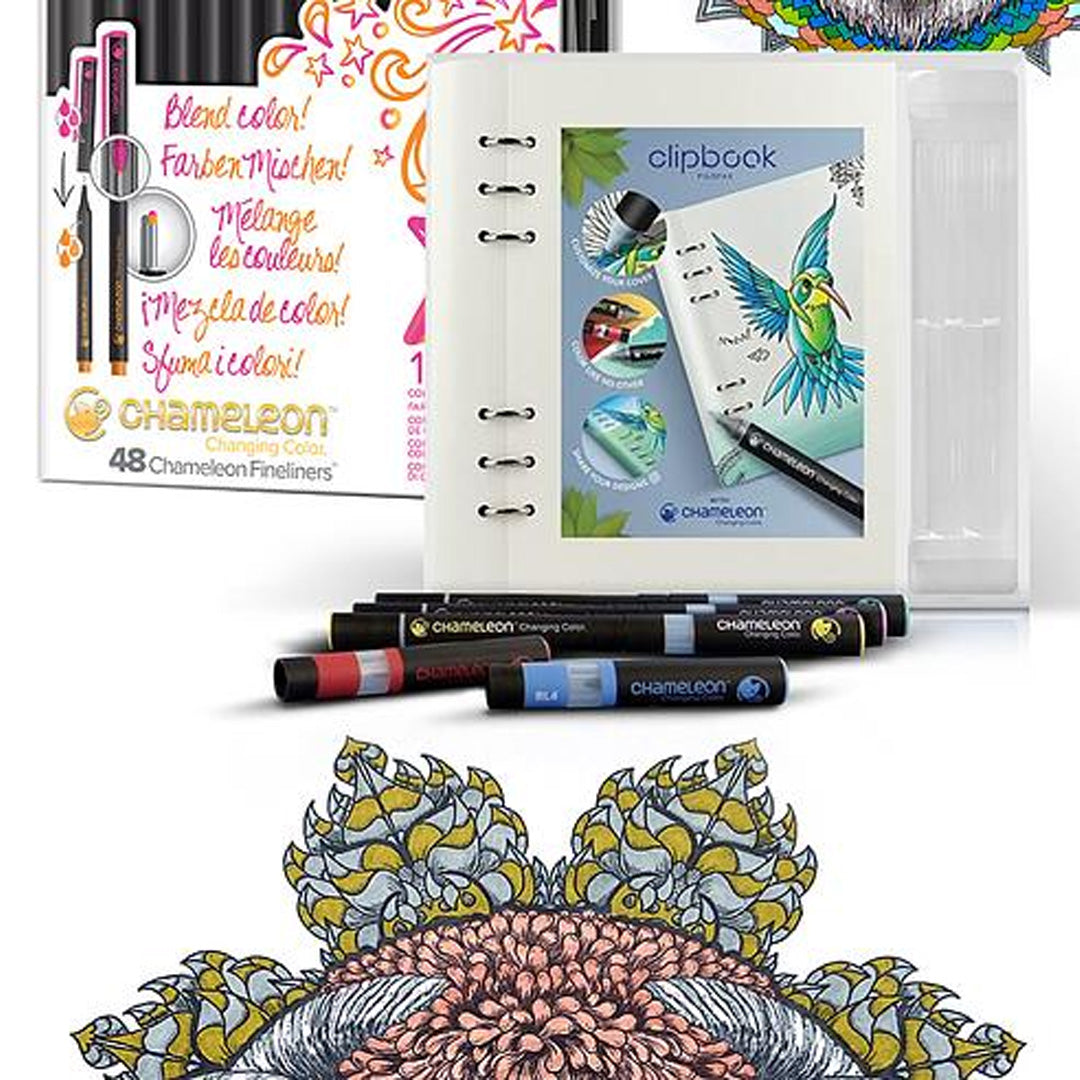 Chameleon Filofax Clipbook White Plus Chameleon pens