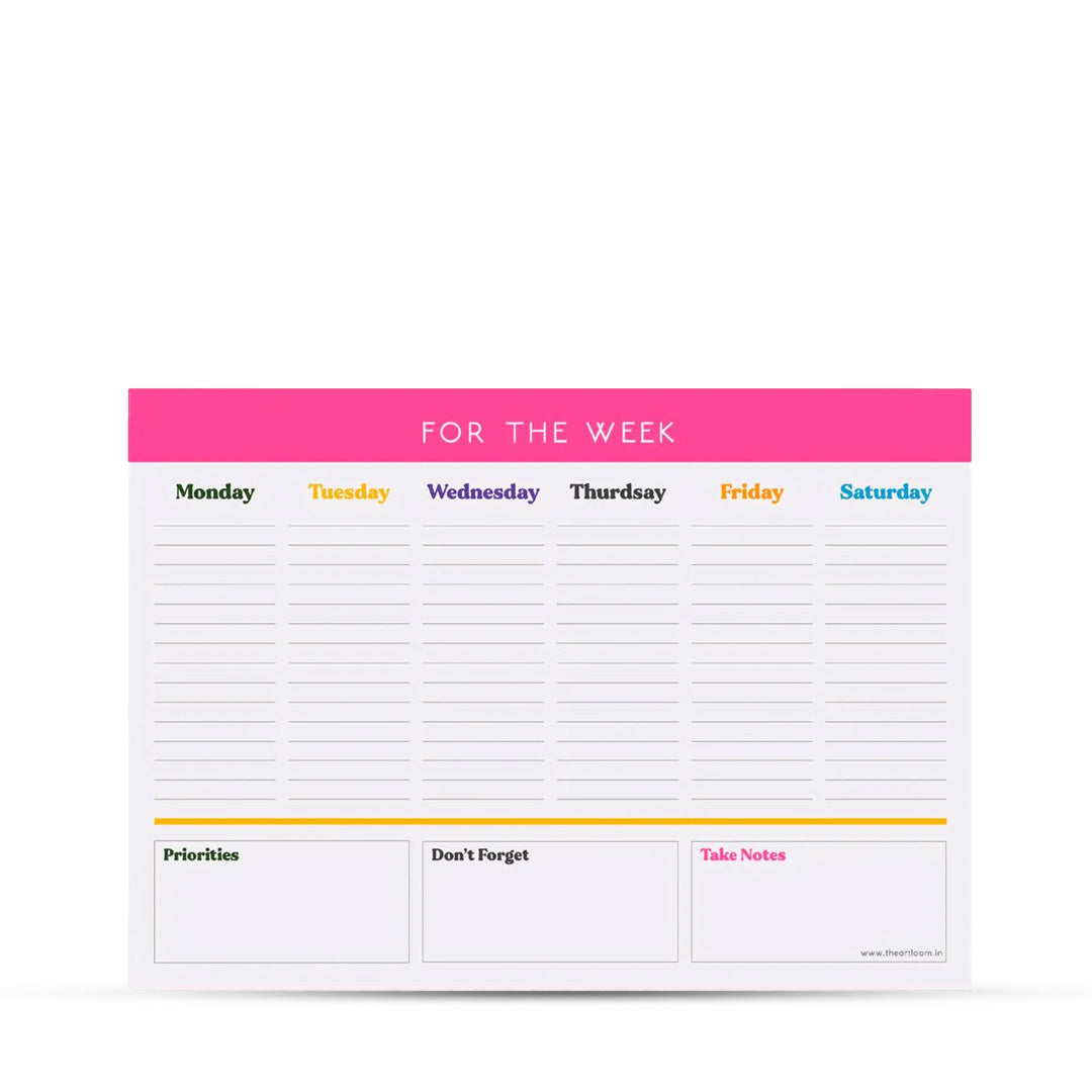 The Art Loom Classic Pink A4 Weekly Planner