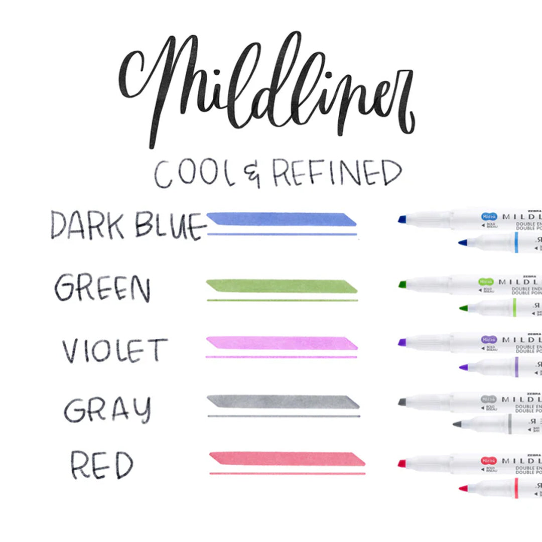 Zebra Mildliner Dual-Tip Brush Pen Set x 5