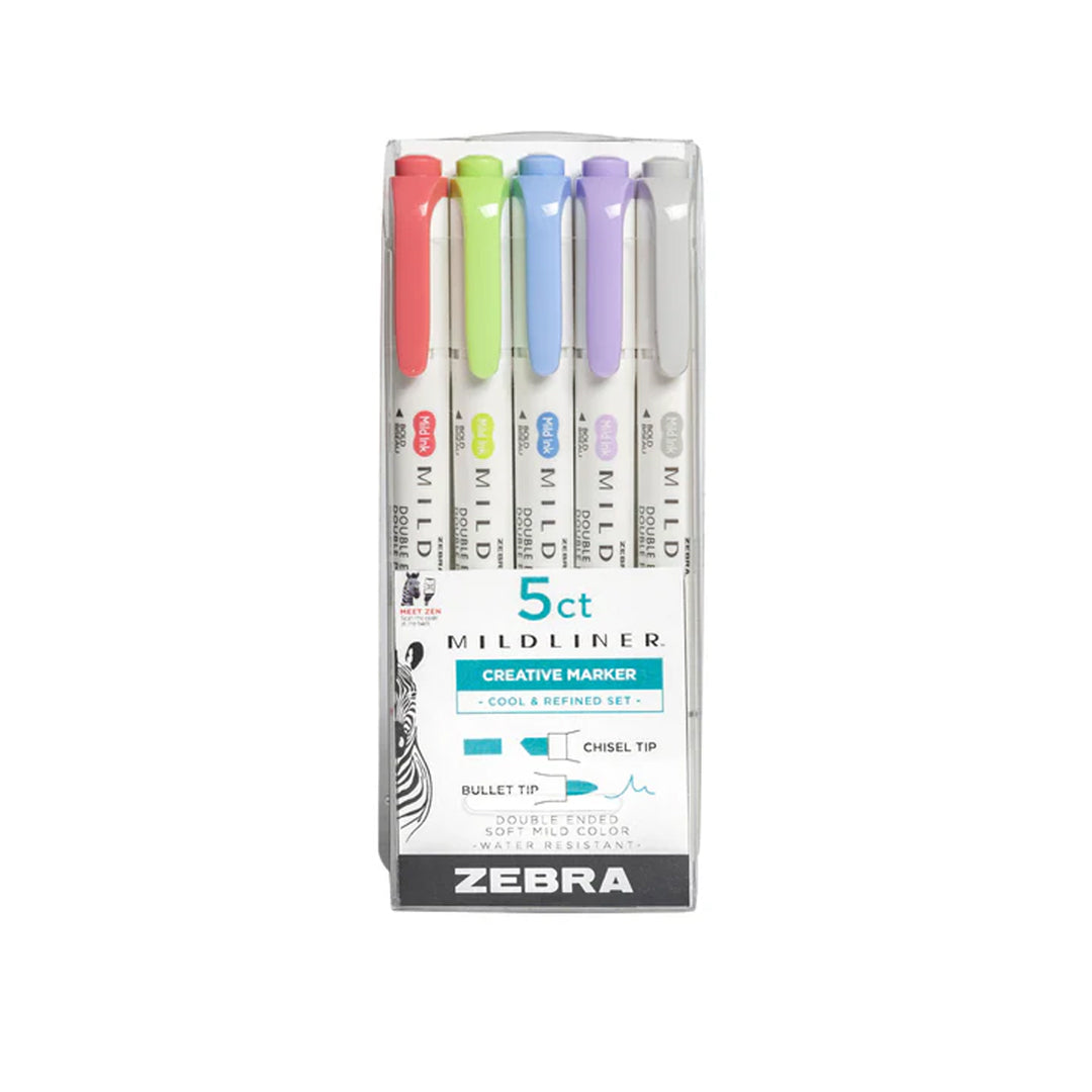 Zebra Mildliner Dual-Tip Brush Pen Set x 5