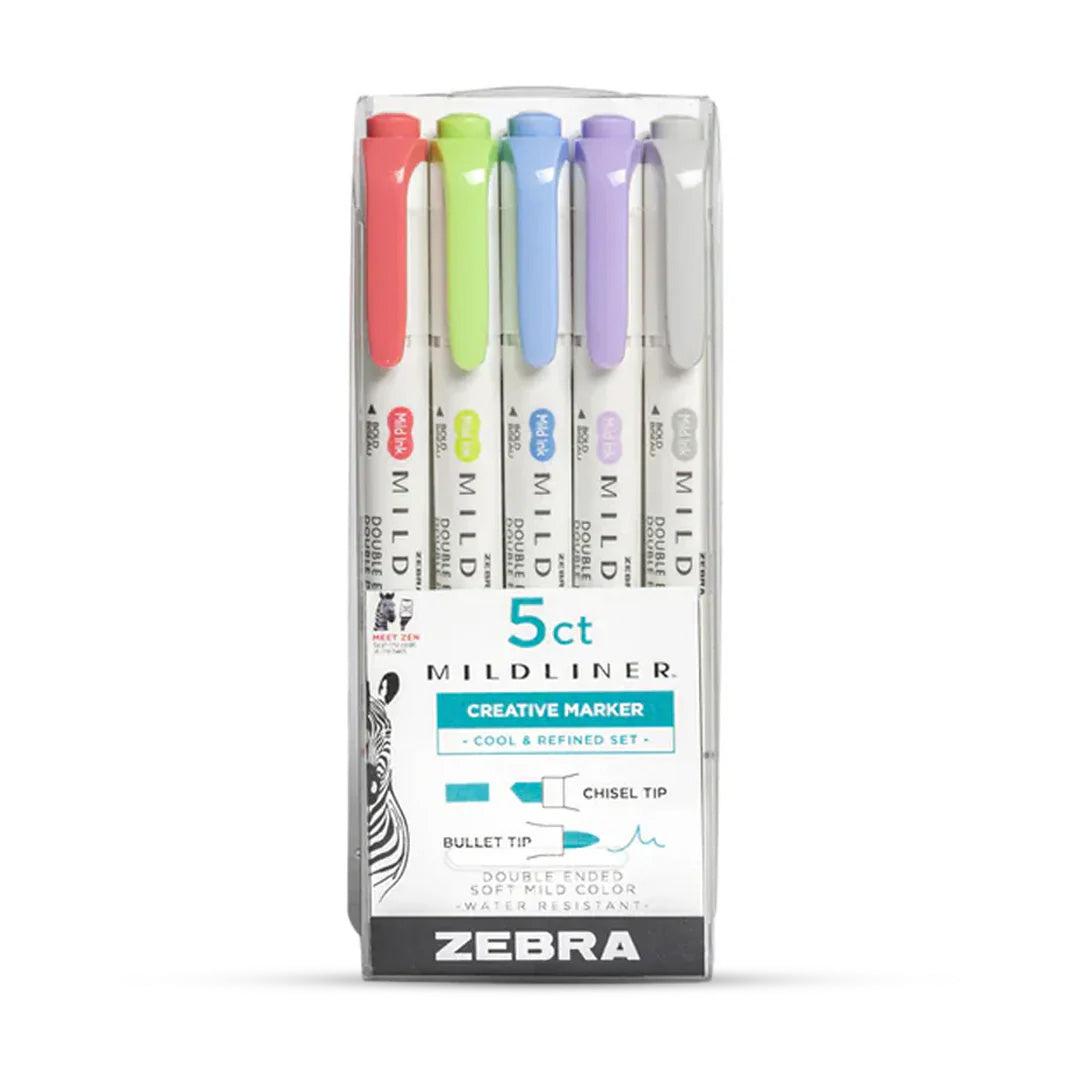 Zebra Mildliner Dual-Tip Brush Pen Set x 5