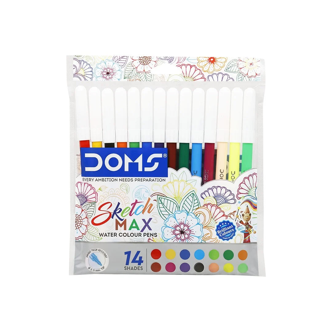 DOMS Sketch Max Non-Toxic Water Colour Sketch Pens-Pack of 14