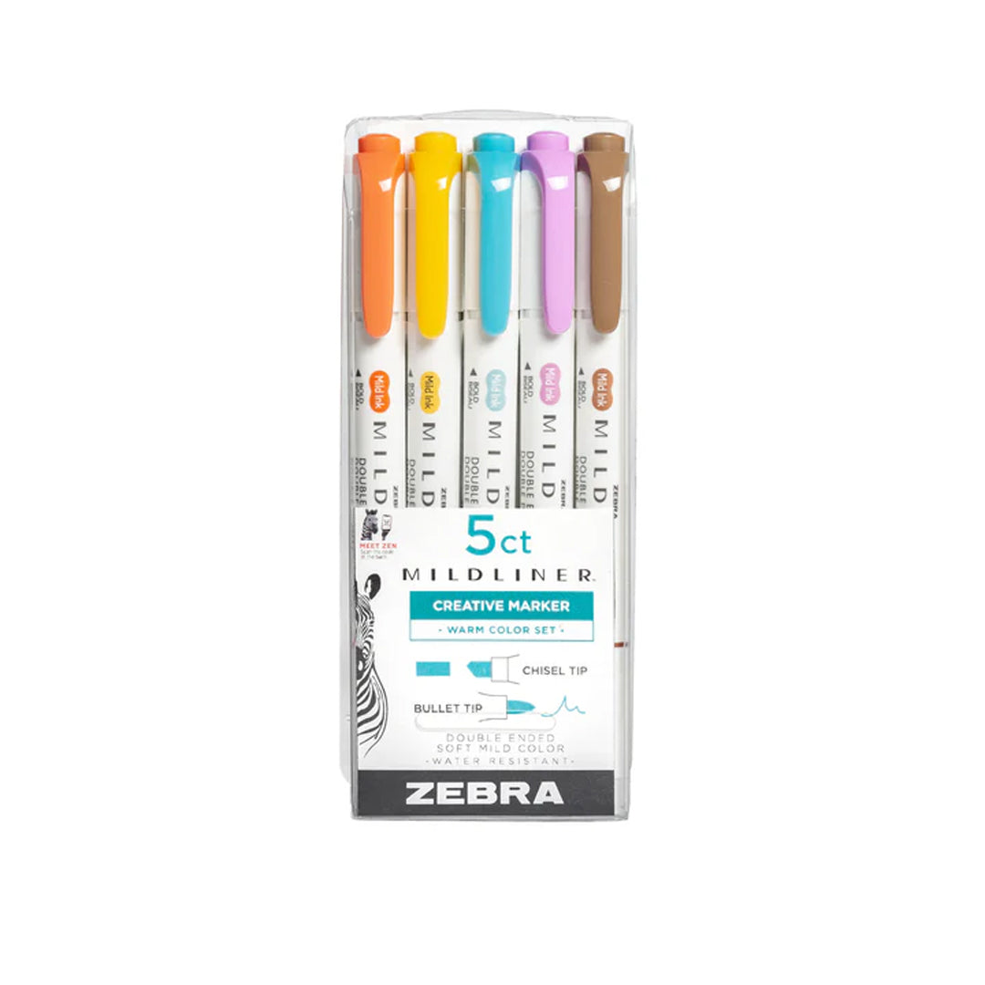 Zebra Mildliner Dual-Tip Brush Pen Set x 5