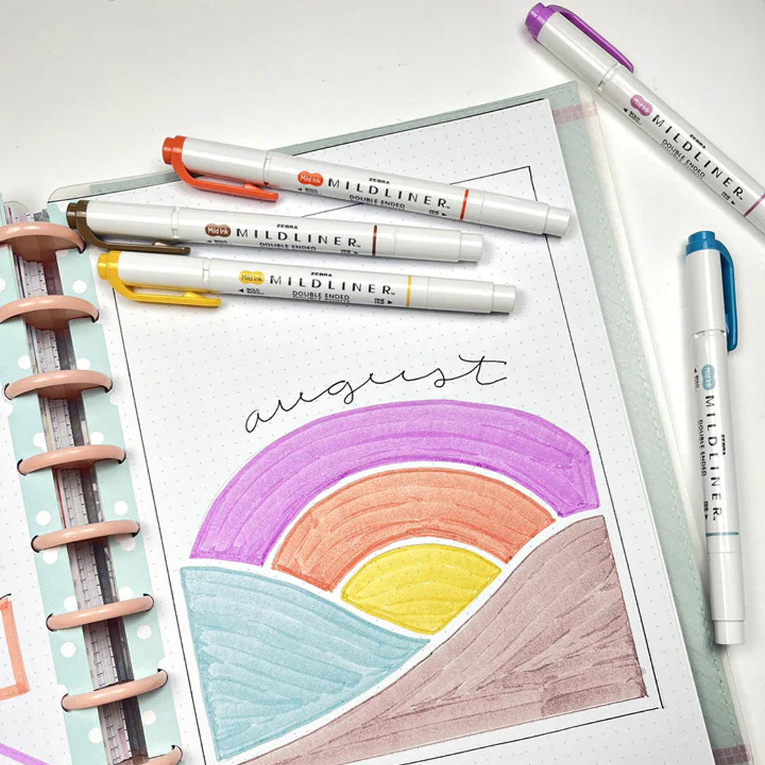 Zebra Mildliner Dual-Tip Brush Pen Set x 5