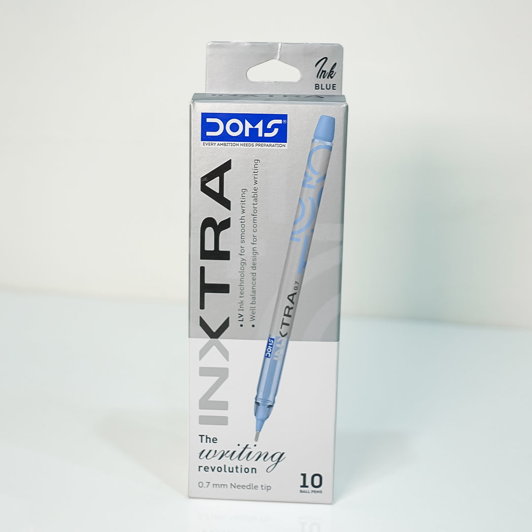 Doms Inxtra 0.7mm Needle Tip Ball Point Pen-Pack of 10