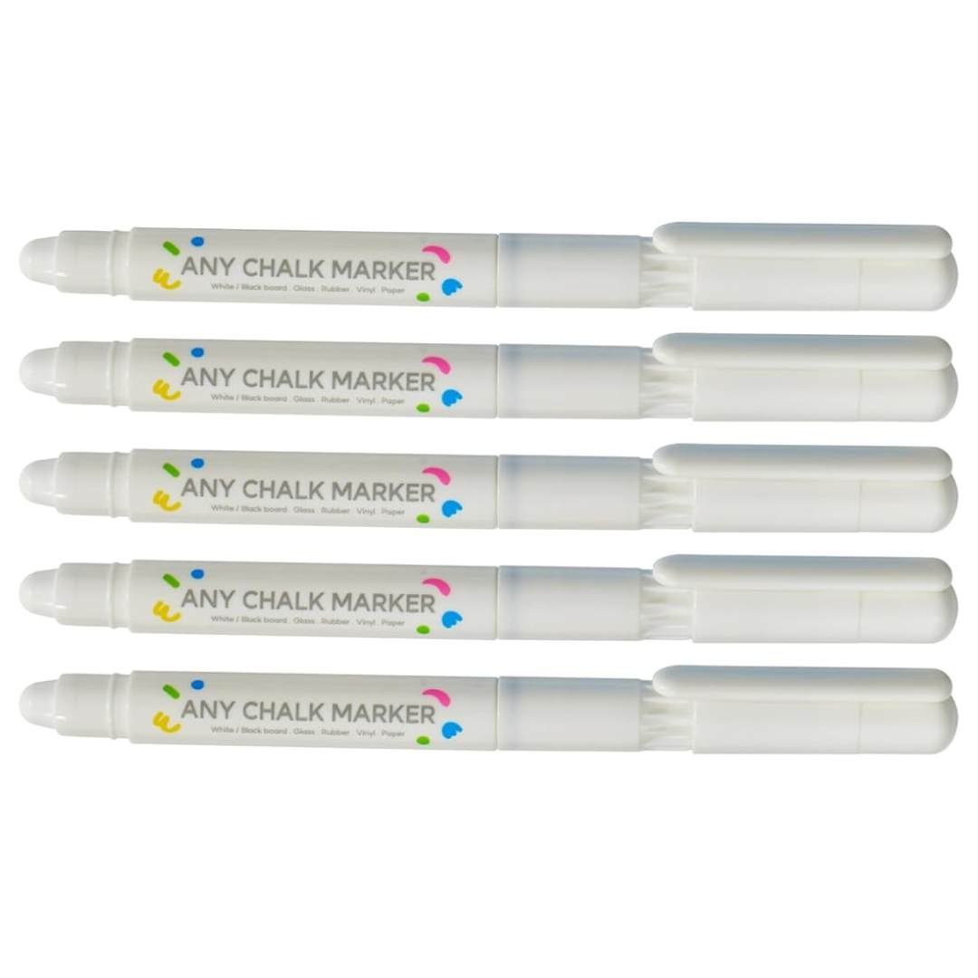 Dong-A Board & Glass Chalk Pen Marker (5 Pc White Chalk Marker)