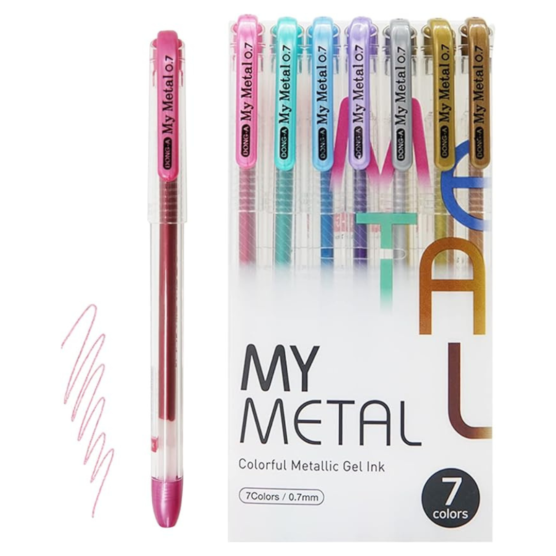 Dong-A Metalic Gel Pen 7 Pc Set For Dark & Light Papers